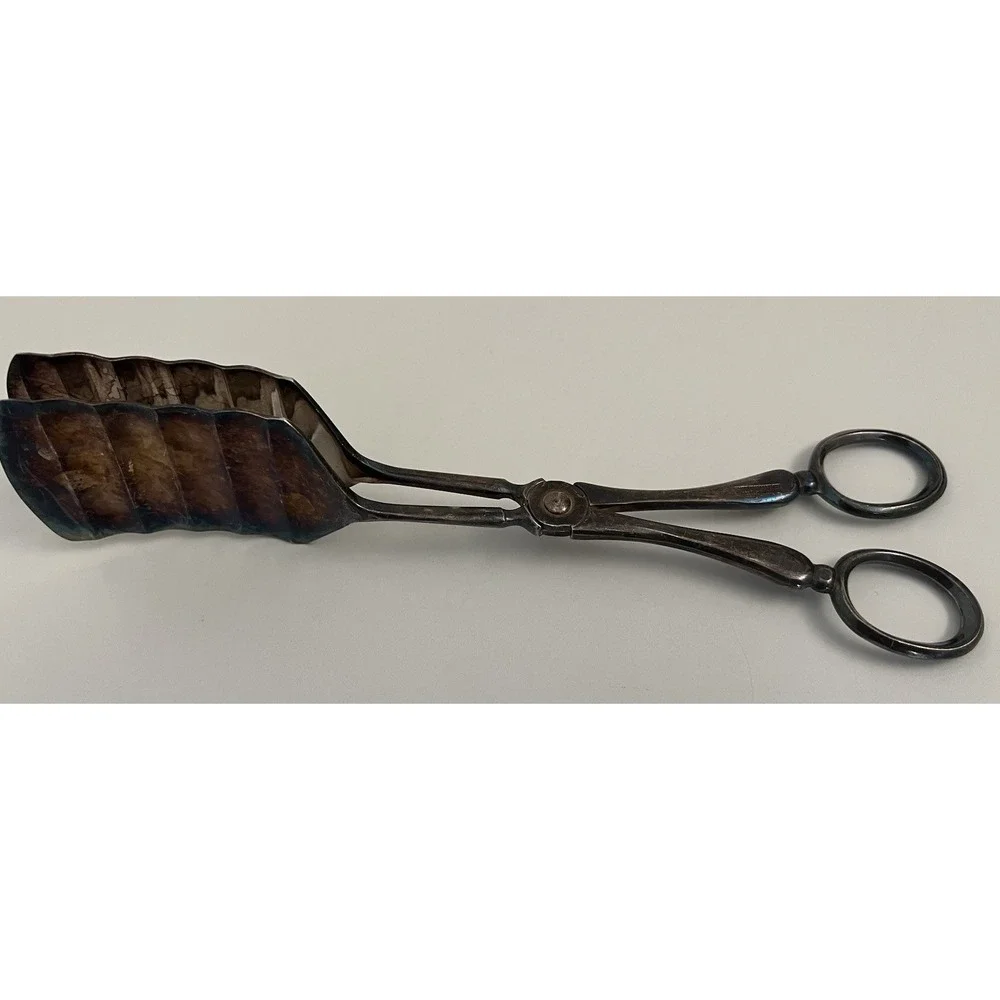 Vintage Silverplate Cooper Bros & Sons Sheffield England Tongs Bread Salad Tongs